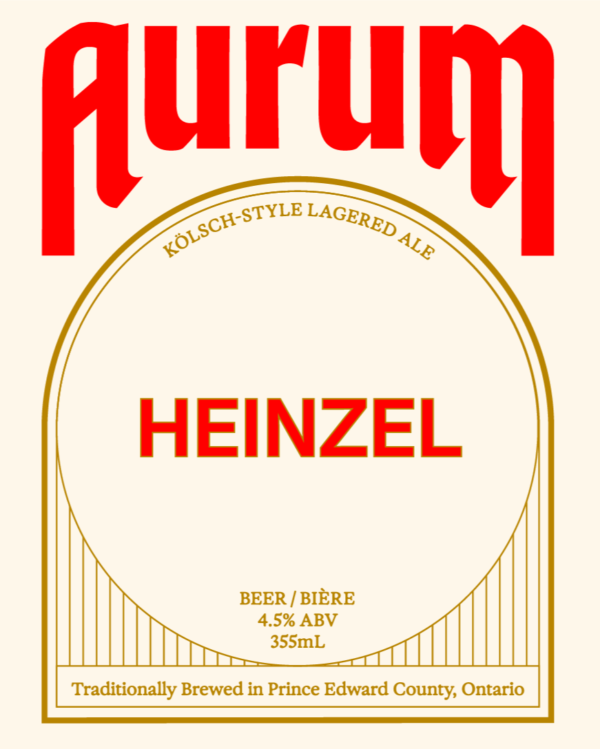 Aurum beer label that tells you the beer is a Kölsch-style lagered ale with an ABV of 4.5%.